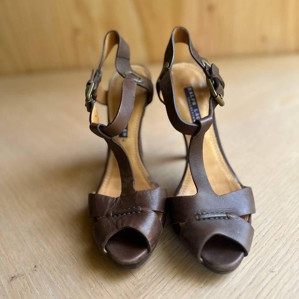 Ralph Lauren collection Dark Brown Leather Heels